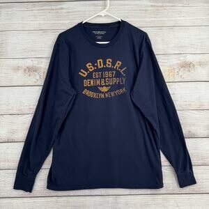 Denim & Supply Ralph Lauren USDRL Long Sleeve T-Shirt Mens XL Navy Blue